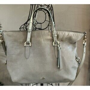 Vintage Brahmin Delaney Tan Charleston Tote Handbag Purse